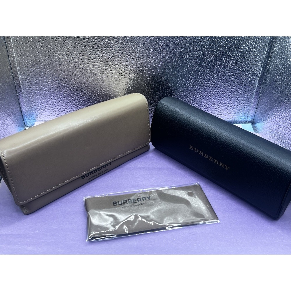 BURBERRY 1 Brown & 1 Black Authentic Eyeglasses & Sunglasses Case W/cleaninCloth